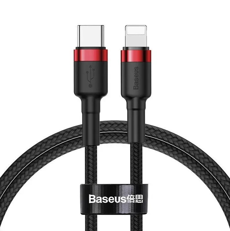 Baseus Cafule USB-C till Lightning Kabel PD, 20W, 1m - Röd/Svart