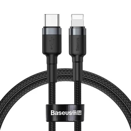 Baseus Cafule USB-C till Lightning Kabel PD, 20W, 1m - Svart