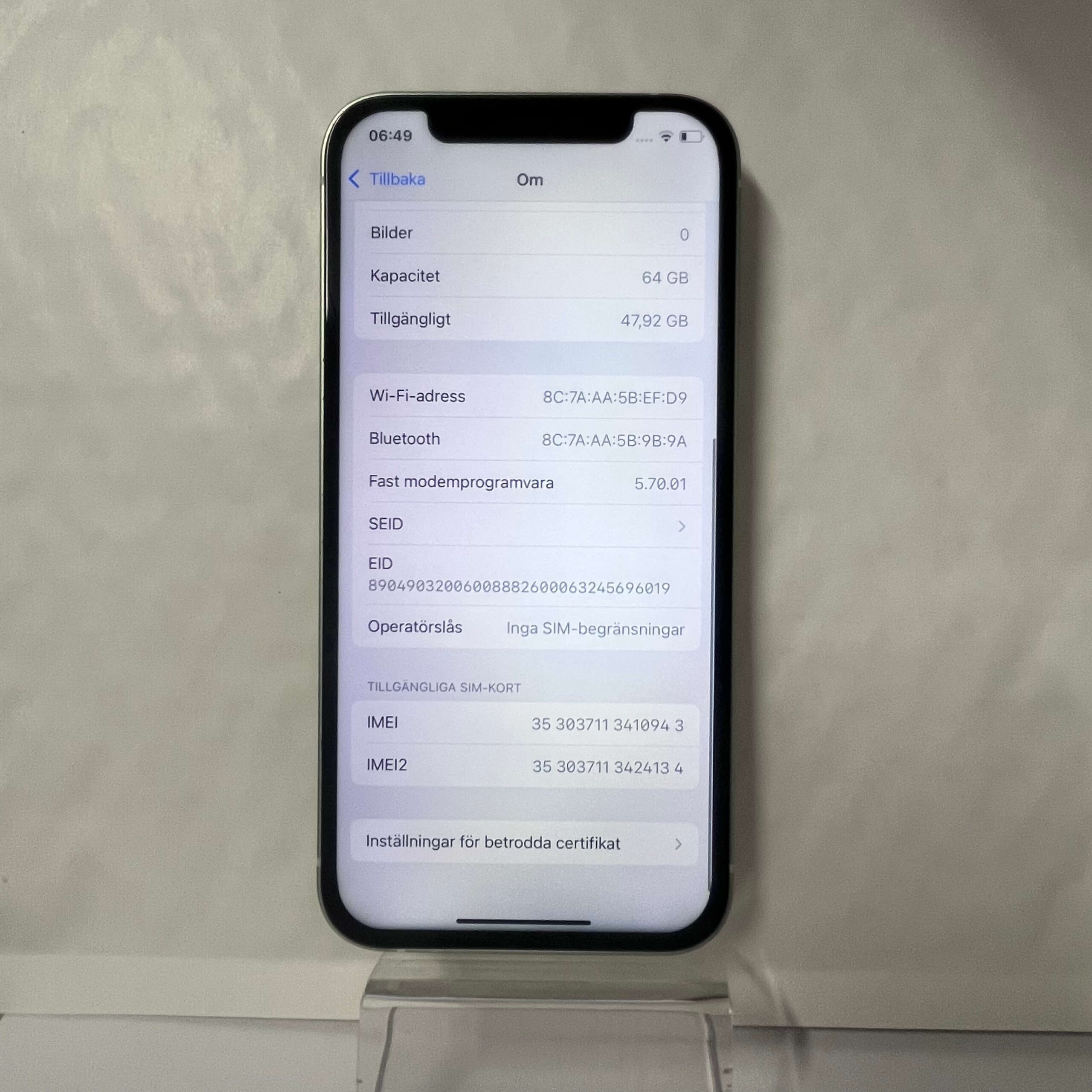 iPhone 12 64 GB – 3 mån garanti – 0943(Face-ID funkar inte) - Bild 2